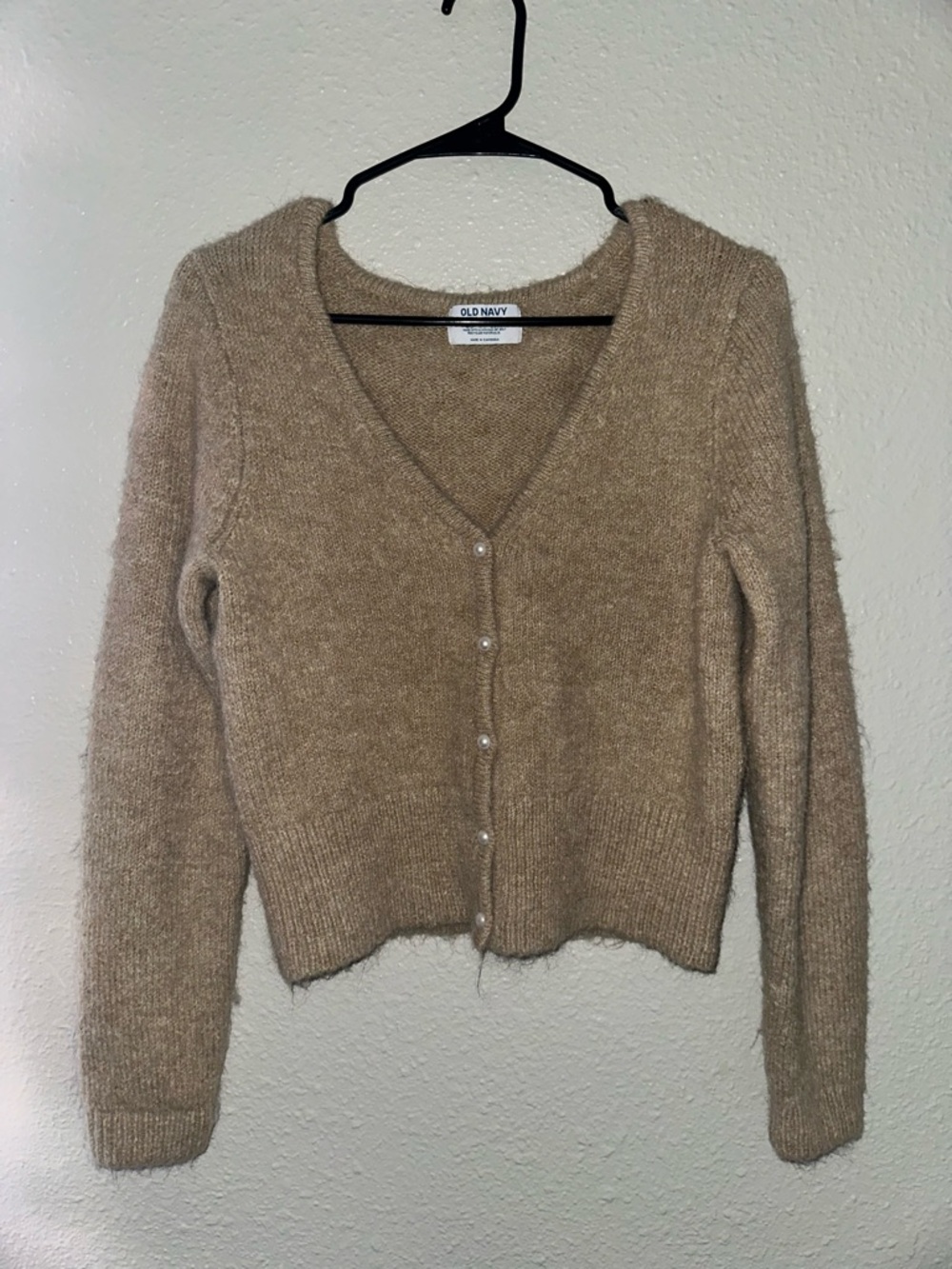 Old Navy Women's Tan V-Neck Button Front Cardigan